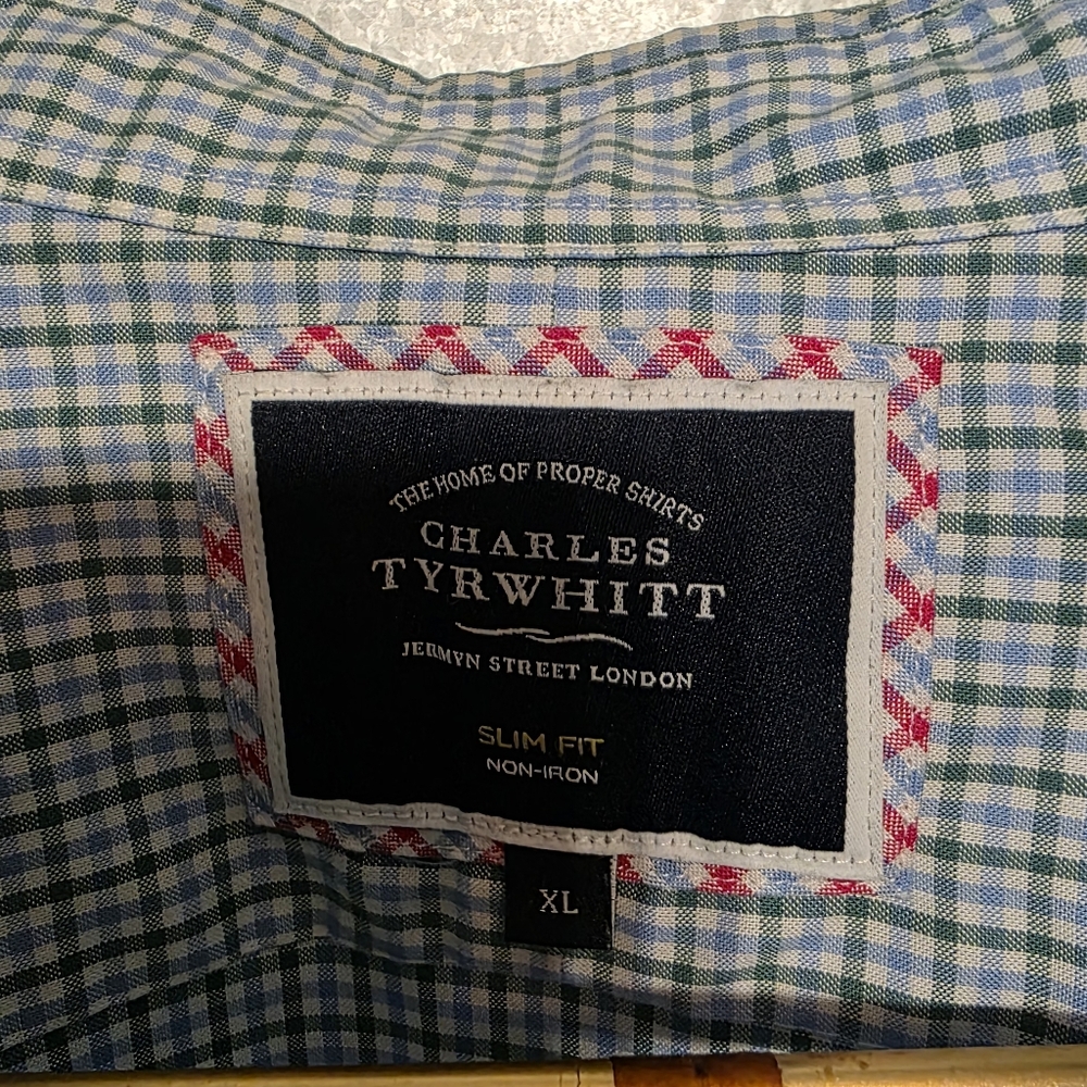 Charles Tyrwhitt Blue Checkered Button Down Shirt - Picture 3 of 4